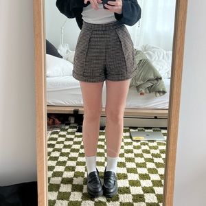 Maje Checkered Wool Shorts Size 38